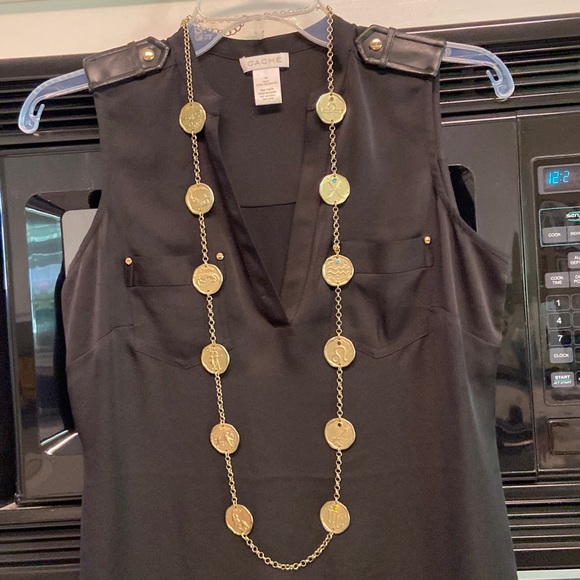 Linea by Louis Dell 'Olio Zodiac Medallion Reversible Goldtone Necklace w Stones - Picture 2 of 13